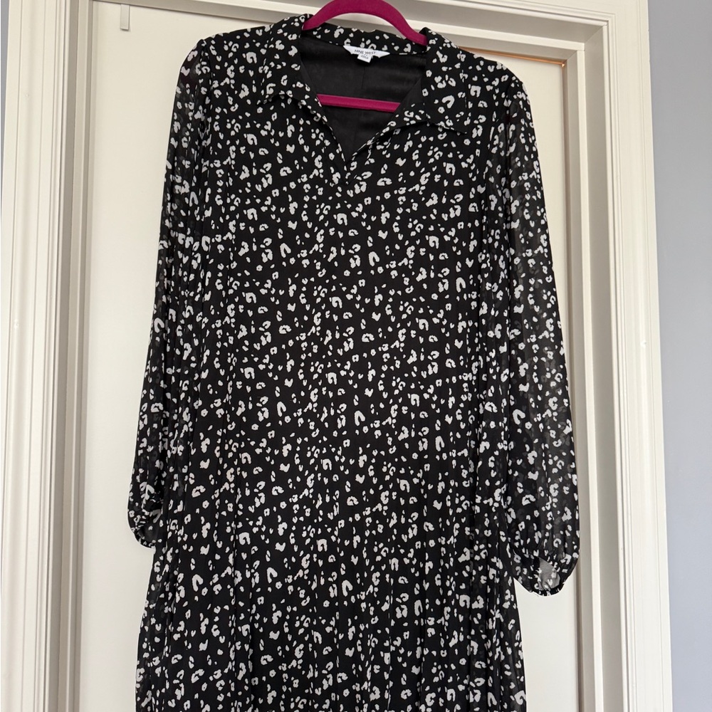 Nine West Black and White Long Sleeve Dress